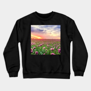 Sunset Fields of Purple Tulip Flowers Crewneck Sweatshirt